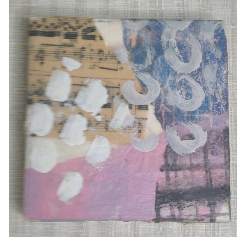 Sweet Little Song Original Mixed Media Abstract Collage Canvas‎ By Cindy Smith